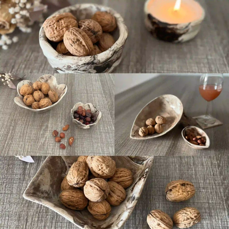 Bols ronds, en forme de fleur, de goutte, de vague en tere mêlée stracciatella